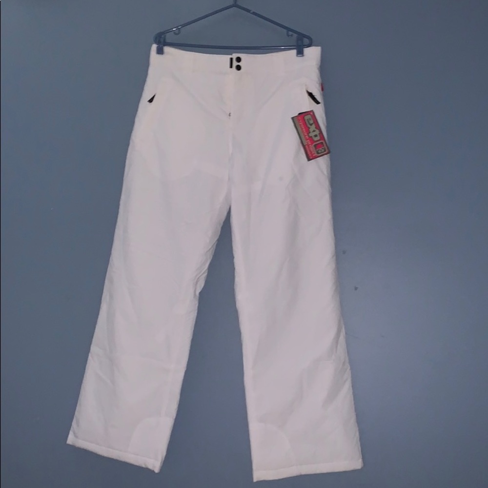 white snow pants